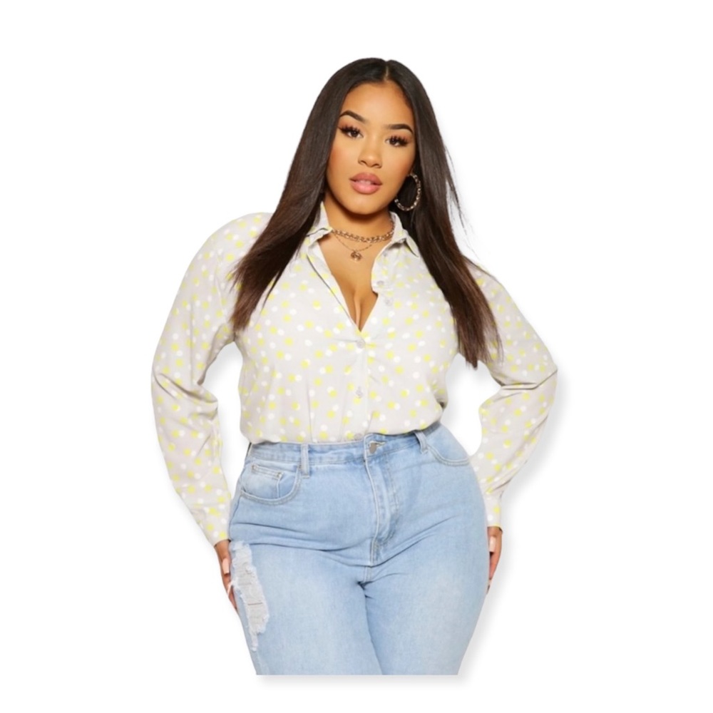 Boohoo Dotted Oversized Blouse NWT